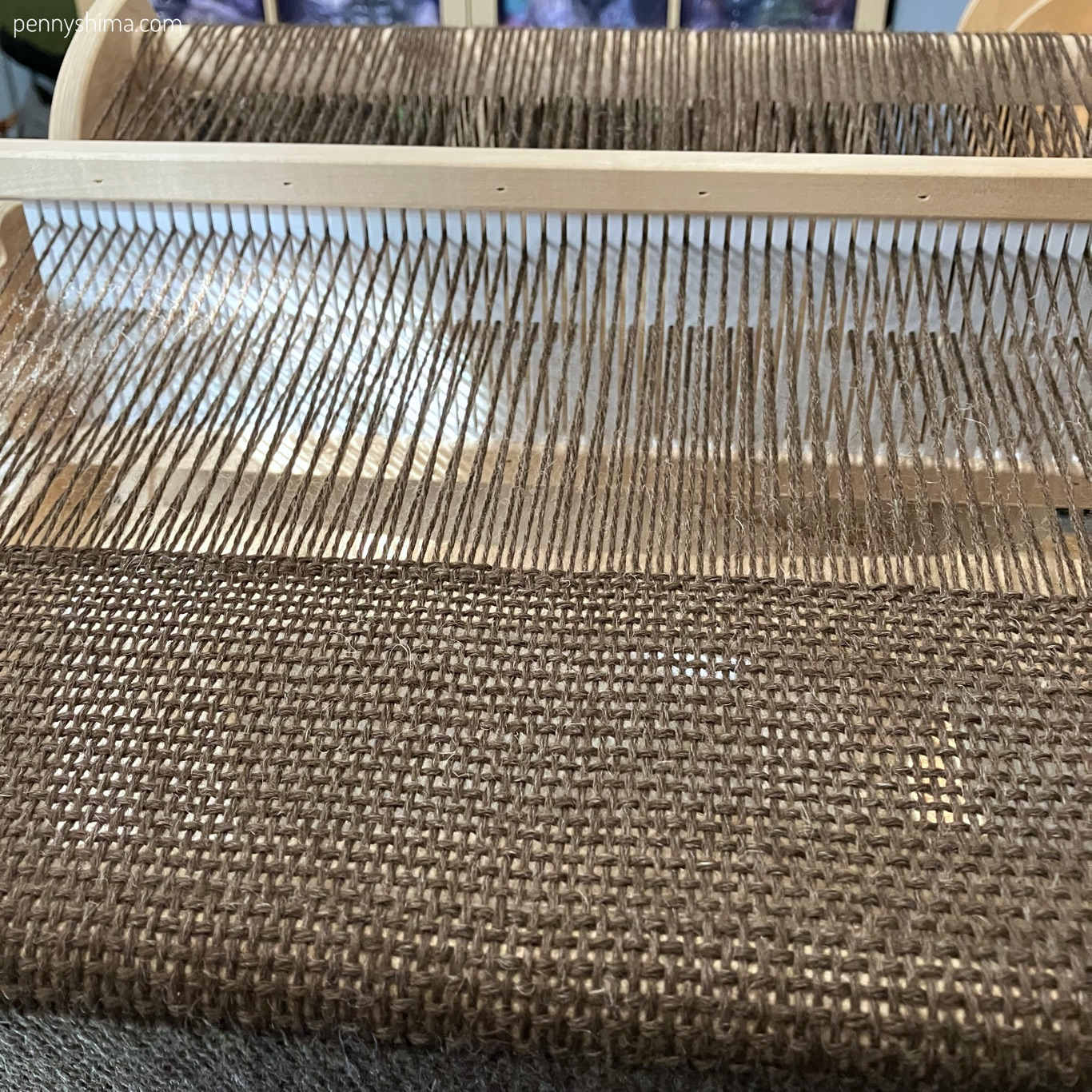 brown plain weave on a rigid heddle loom
