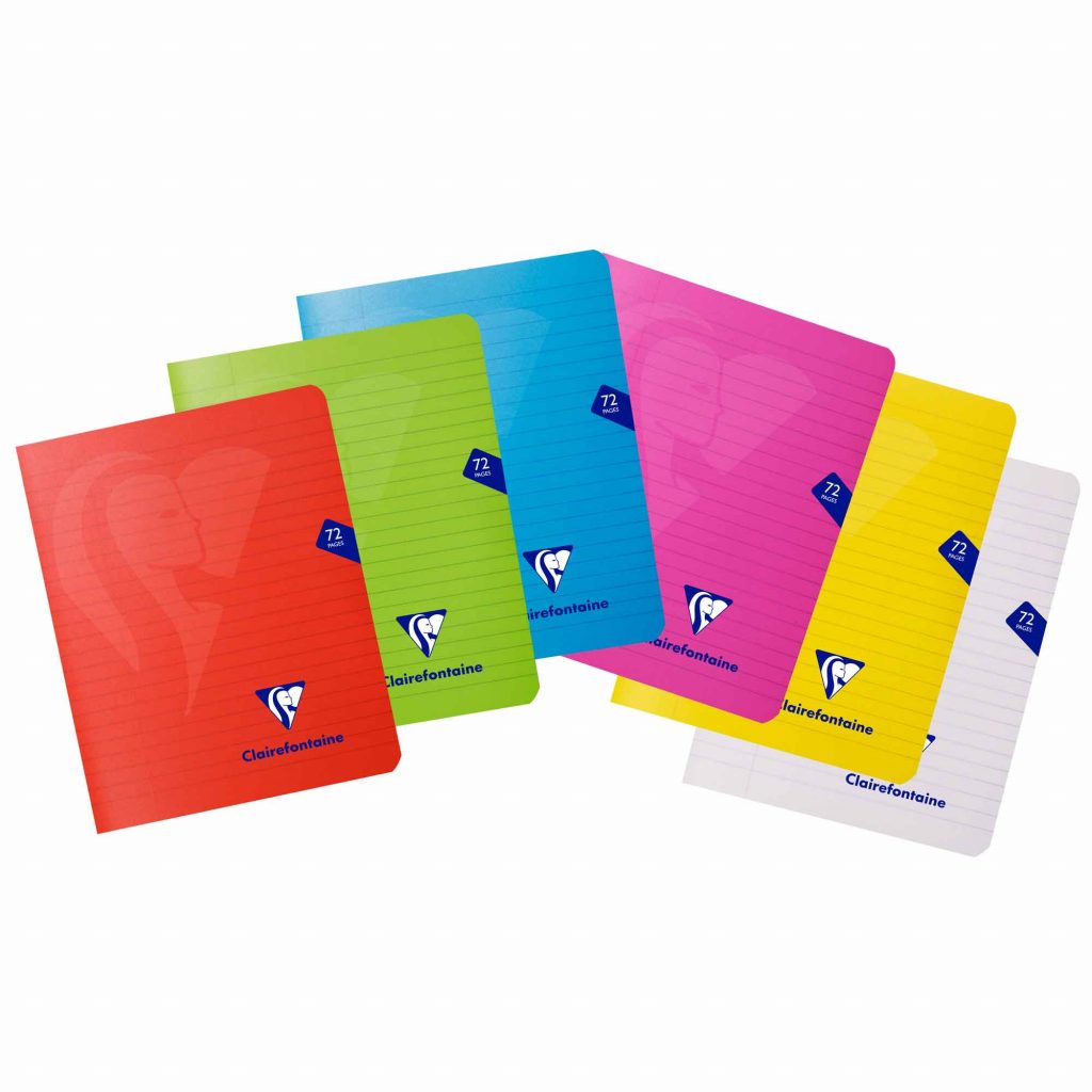 Full color selection of mimsys notebooks: red, green, blue, fuchsia, yellow, clear
