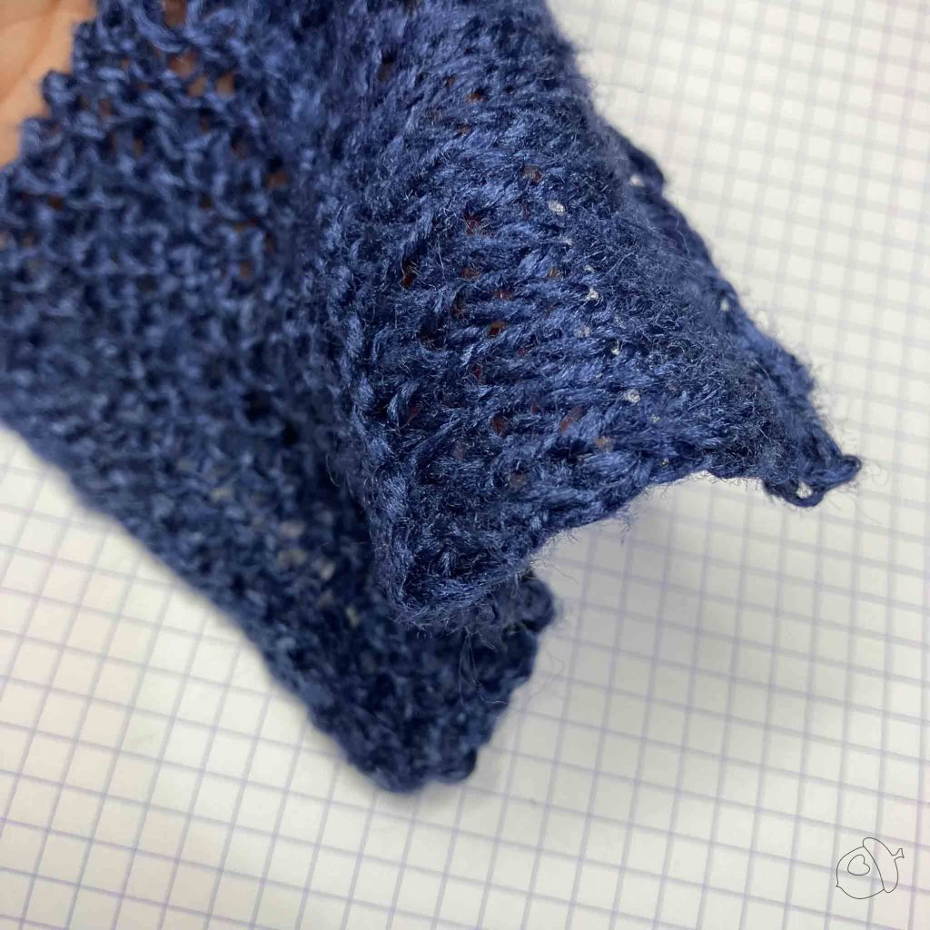 ColourMart fingering weight crepe style silk bakketta Showing drape of stockinette section