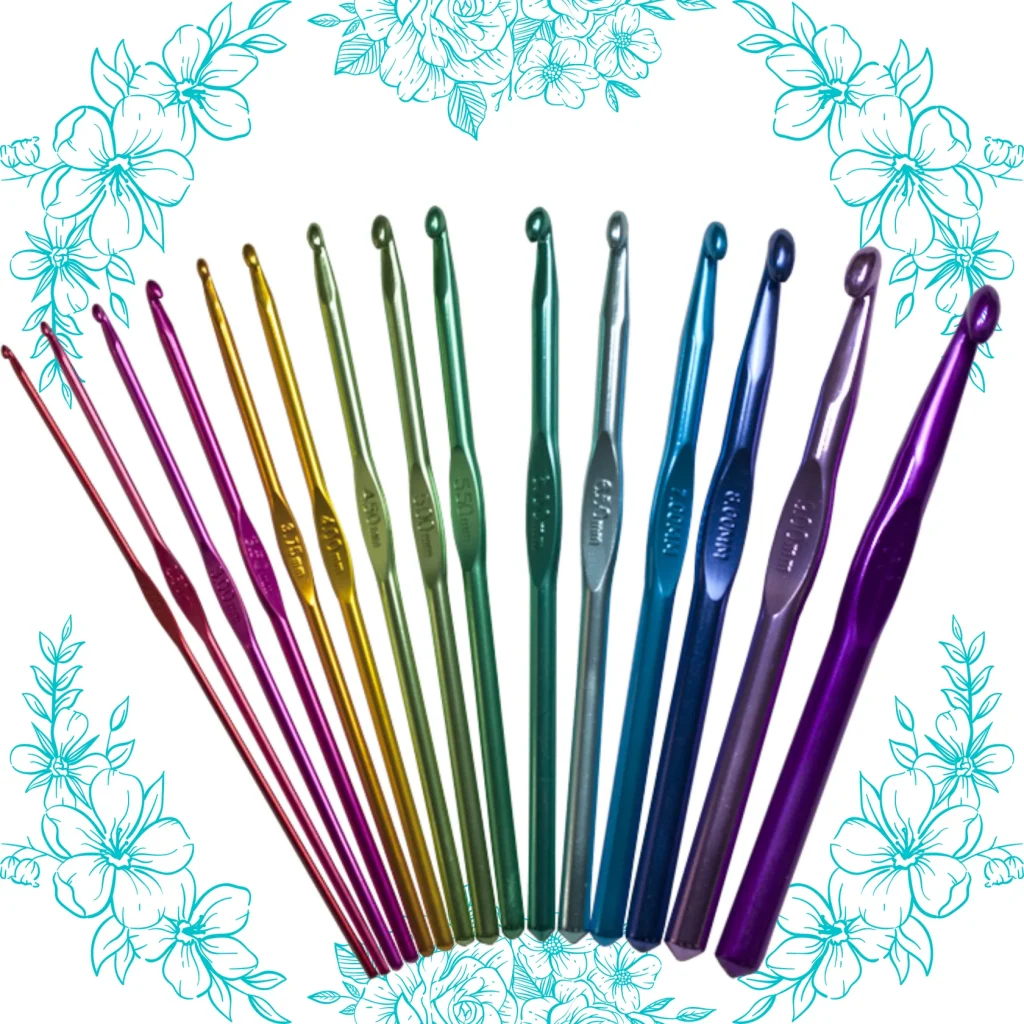 6 inch hiyahiya hooks shown on a white background with a blue floral background.