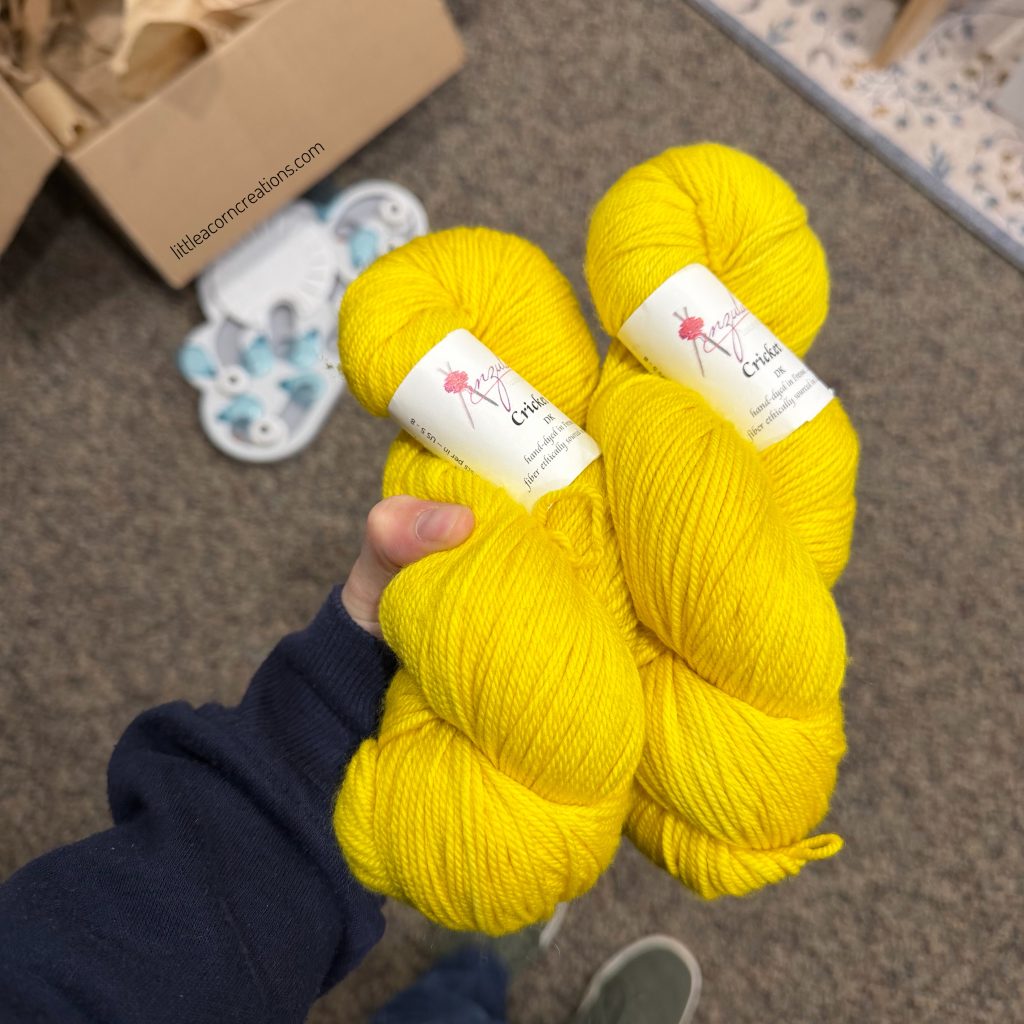 2 skeins of Cricket in Ducky a bright yellow